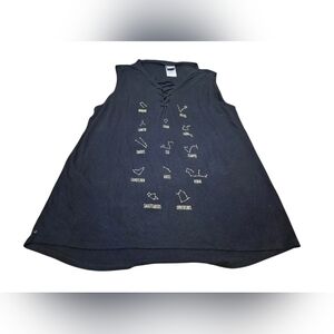 Modern Lux Black Lace-Up Signs Of The Zodiac Graphic Sleeveless Tank Top Sz XXL